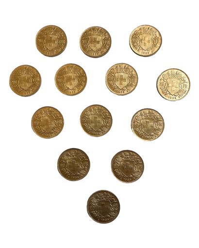 null SUISSE
13 pièces 20 francs or.
Poids : 83 g