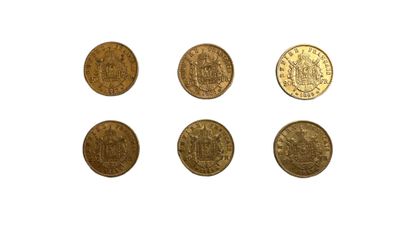 null FRANCE
6 pièces de 20 francs or Napoléon III tête laurée
Poids : 38 g