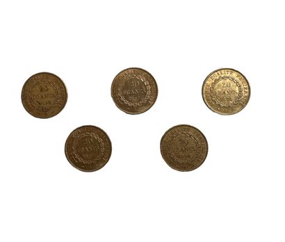 null FRANCE
5 pièces de 20 francs or au Génie
Poids : 32 g