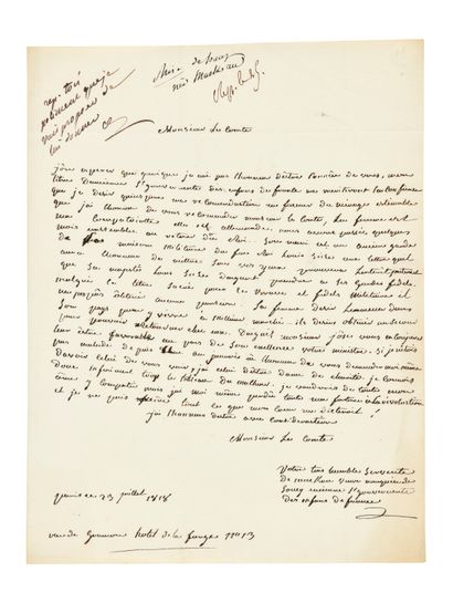 null MACKAU (Renée-Suzanne de). Autograph letter signed to the count Antoine-Marie-François...