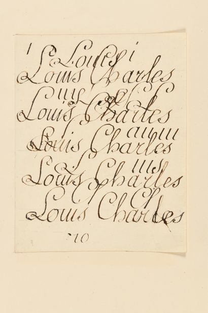 null LOUIS XVII (Louis-Charles de France, future). Autograph piece. [About 1790]....