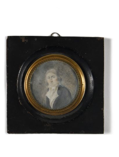 MINIATURE.
Portrait of a man in a blackened...
