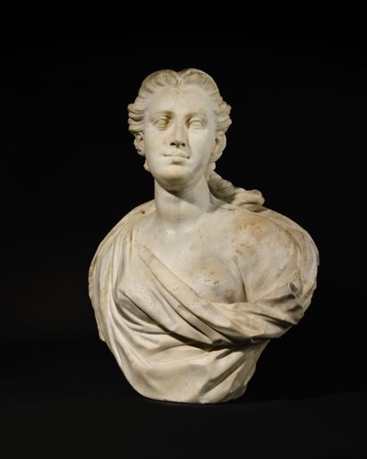 null ROMAN SCHOOL OF THE EIGHTEENTH CENTURY.
Bust of a draped woman.
White marble.
H...