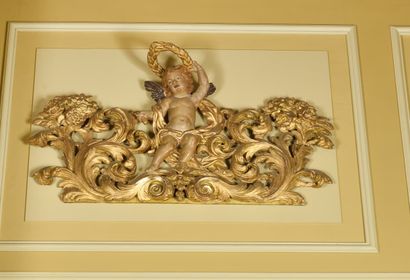 Carved, gilded and polychrome wood architectural...
