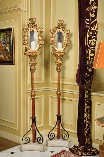 TWO IMPORTANT processional Lanterns
in gilded...