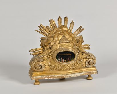 Carved and gilded wood RELIQUARY decorated...