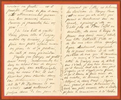 null PISSARRO (Camille). Autograph letter signed to his niece Alice Isaacson. Paris,...