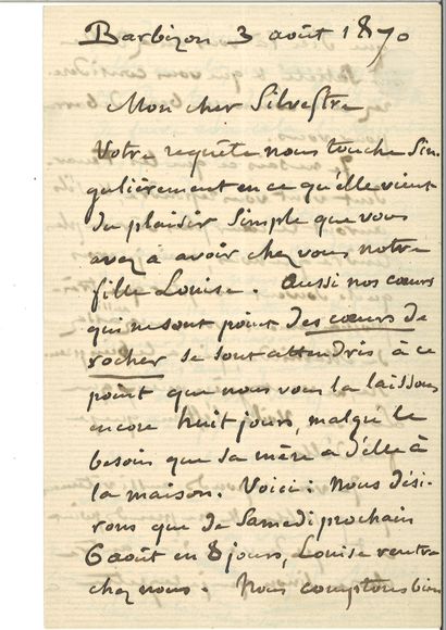 MILLET (Jean-François). Autograph letter...