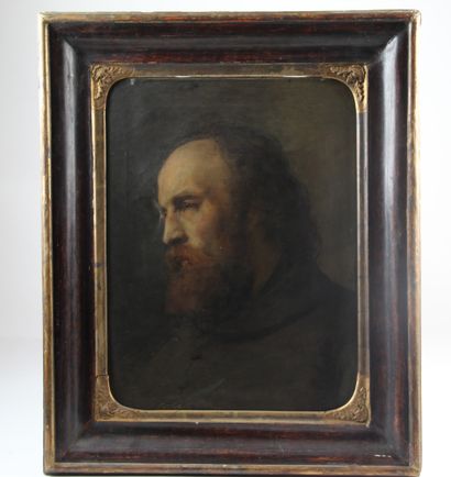null ECOLE FRANCAISE DU XIXe siècle, "Portrait d’homme de profil vers la droite",...