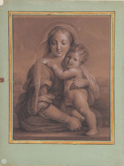 null D’APRÈS RAPHAËL., XIXe siècle.

« Vierge à l’enfant »

Dessins à la mine de...