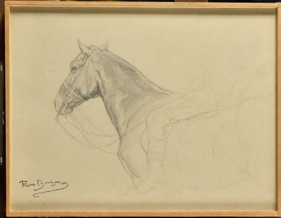 null Rosa BONHEUR (1822-1899)
Head and Forehand of a Horse 
Pencil drawing
Signature...