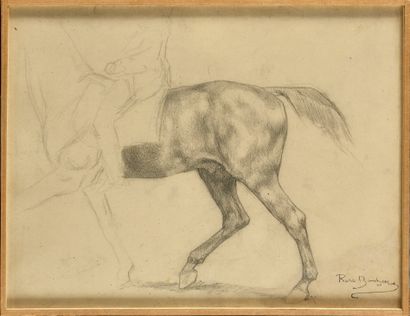 null Rosa BONHEUR (1822-1899)
Arrière-main de cheval
Dessin au crayon
Cachet de la...