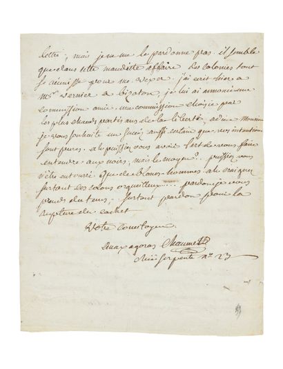 null CHAUMETTE (Pierre-Gaspard). Lettre autographe signée « Anaxagoras Chaumette...