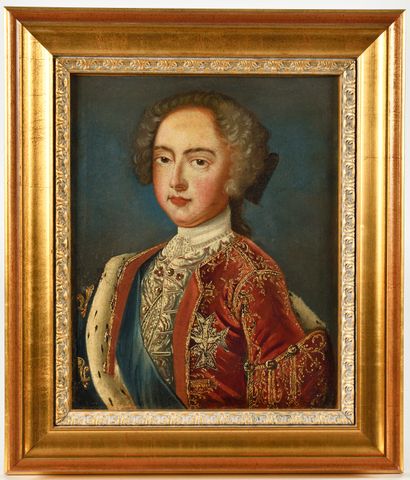 null ECOLE FRANCAISE vers 1730
Portrait de Louis XV jeune portant le Cordon Bleu,...