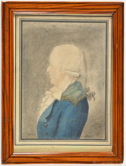 null Ecole française du XVIIIe Siècle 
Portrait d'homme de profil
Crayon, aquarelle...