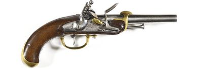null Rare pistolet de marine modèle 1779 1er type, à platine rognée.
Canon rond,...