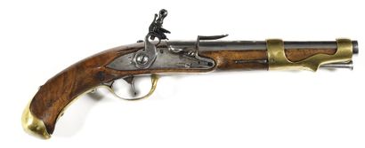 null Pistolet d’arçon à silex modèle 1763/66.
Canon rond, à méplats au tonnerre,...