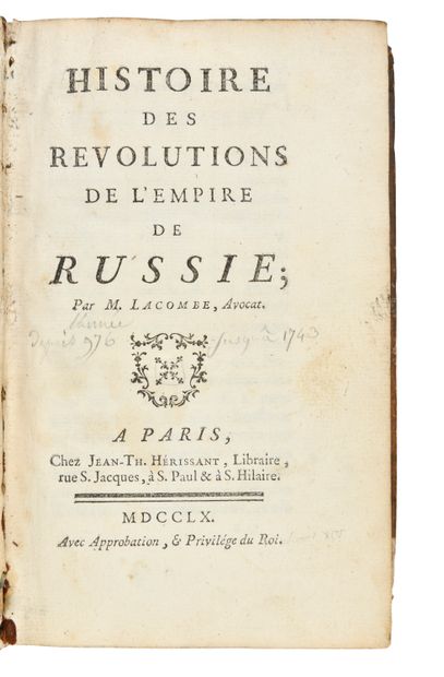 LACOMBE M. Histoire des révolutions de l'empire...