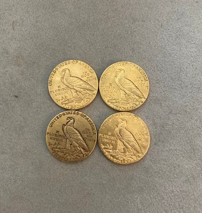 ETATS-UNIS
4 pièces 5 Dollars or type Indian...