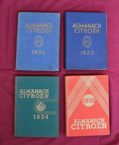 null Citro?n, un lot comprenant 4 Almanachs, soit les années 1932, 1933, 1934 et...