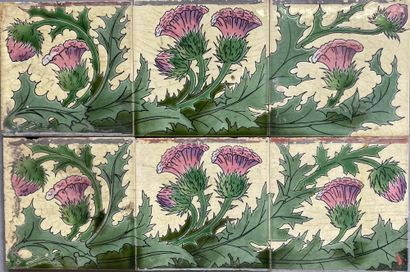 null BOULENGER

Set of 6 earthenware tiles with thistle decoration

Marked on the...