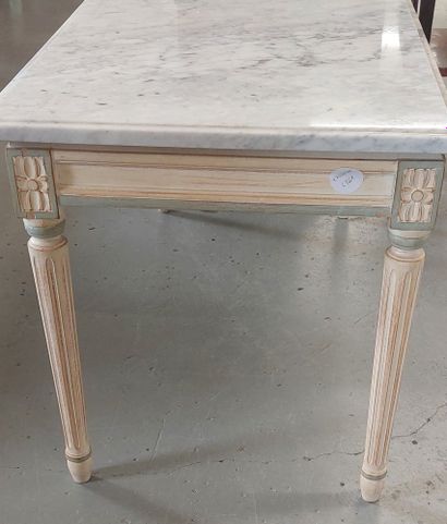 null Low table in lacquered wood, marble top

Louis XVI style

H : 48 cm W : 93 cm...