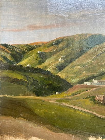 null TWO SCHOOLS OF THE NINETEENTH CENTURY 

Hilly landscape; The lock

An oil on...