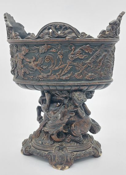 null Garden pottery with bronze patina, decorated with centaur and mermaid

Mark...