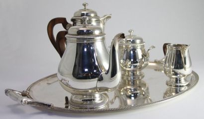 GALLIA CHRISTOFLE SERVICE A THE CAFE en métal argenté comprenant une théïère, une...