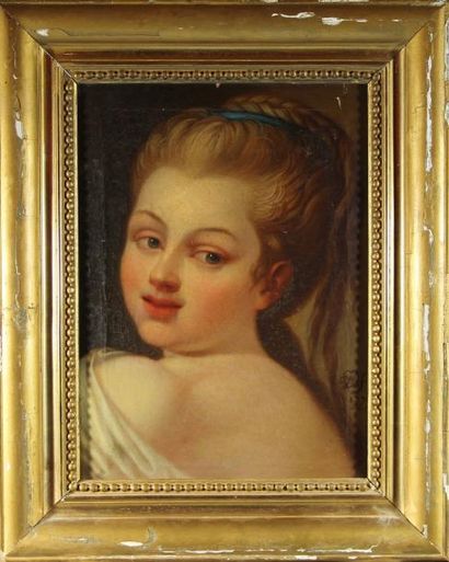 ECOLE FRANCAISE DU XVIIIème SIECLE (Dans le goût de Greuze) Portrait de jeune femme...