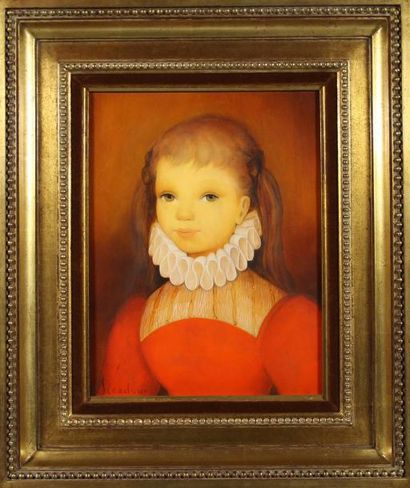 Guy Seradour (1922-2007) Portrait de petite fille: Diane Huile sur toile Signé en...