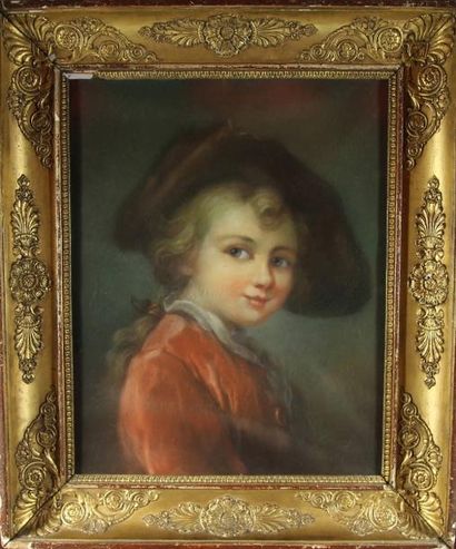 Ecole FRANCAISE XVIIIème siècle (d'après DROUAIS) Portrait de jeune garçon Pastel...