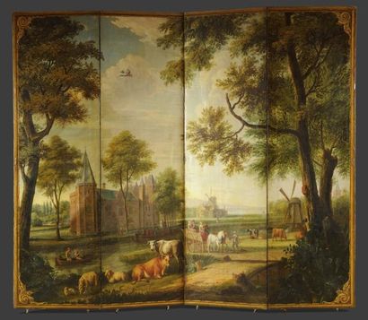 Dirk III van DALENS (Amsterdam 1688 - 1753) Scènes de vie villageoise autour du château...
