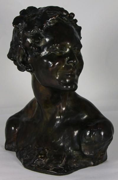 "Alfredo PINA (1883-1966) Buste de Bacchus Bronze a patine brune Cachet du fondeur...