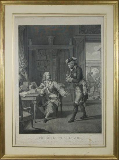 ECOLE FRANCAISE FIN XVIIIÀ¨ SIECLE Voltaire recevant Frederic de Prusse dans son...