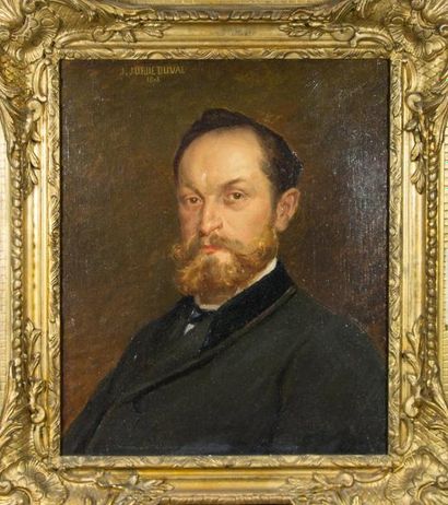 FÉlix Armand Marie JOBBÀ?-DUVAL (1821-1889) Portrait d' homme Huile sur toile Signe...
