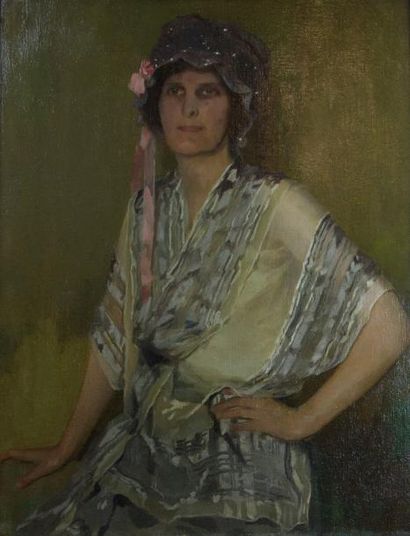 BARBER Reginal (d'aprÀ¨s) Femme au neglige Huile sur toile 91 x 74 cm