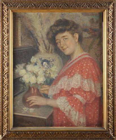 Edouard Casimir Arthur FLAMENT (1871-1943) attribue Portrait presume de la femme...
