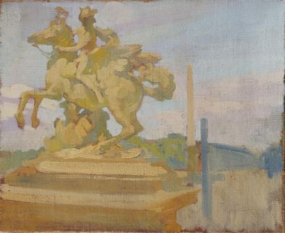 LÉon CAUVY (1874-1933) Sculpture Huile sur toile 38,5 x 47 cm Sculpture, Oil on ...