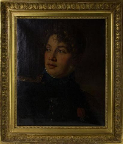 ECOLE FRANCAISE DU XIXÀ¨ SIECLE Portrait d'officier Huile sur toile 46 x 38 cm