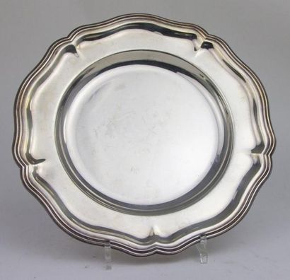 GALLIA - CHRISTOFLE PLAT DE SERVICE en metal argente de forme circulaire aux bords...