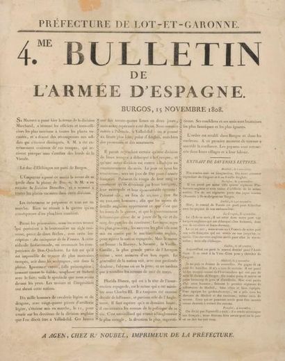 null Quatrième bulletin de l'Armée d'Espagne, Burgos, 15 novembre 1806 Préfecture...