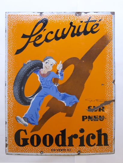 Plaque émaillée Goodrich – Géo Ham. circa 1930 Géo Ham (Georges Hamel) 1900-1972...