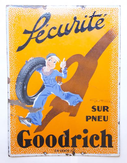 Plaque émaillée Goodrich – Géo Ham. circa 1930 Géo Ham (Georges Hamel) 1900-1972...