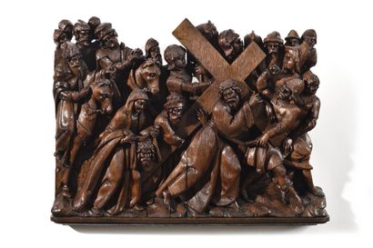 CARRYING OF THE CROSS OR ASCENT TO CALVARY
Carved...