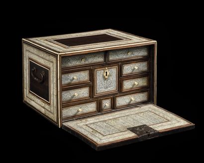 null CABINET CALLED "CONTADOR
in stained wood and ivory decorated with flowers and...