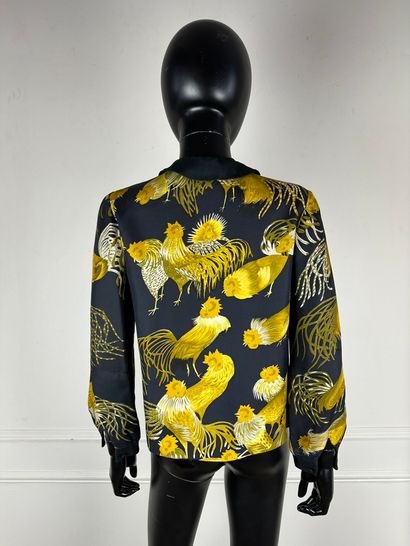 null HERMES PARIS
Black silk blouse with golden rooster print, long sleeves with...