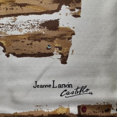 null JEANNE LANVIN par CASTILLO 
Carré en soie imprimée à motifs abstraits blanc...