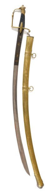null Officer's saber of light cavalry type 1800. 
Brass mounting. Handle in squared...