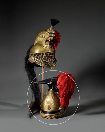null Czapska of officer of the 5th regiment of lancers. 
Patent leather bomb bordered...